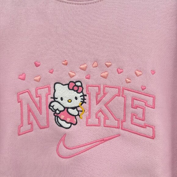 Nike Hello Kitty Hearts Sweatshirt Embroidered Adult Unisex Crewneck Valentine - Picture 2 of 10